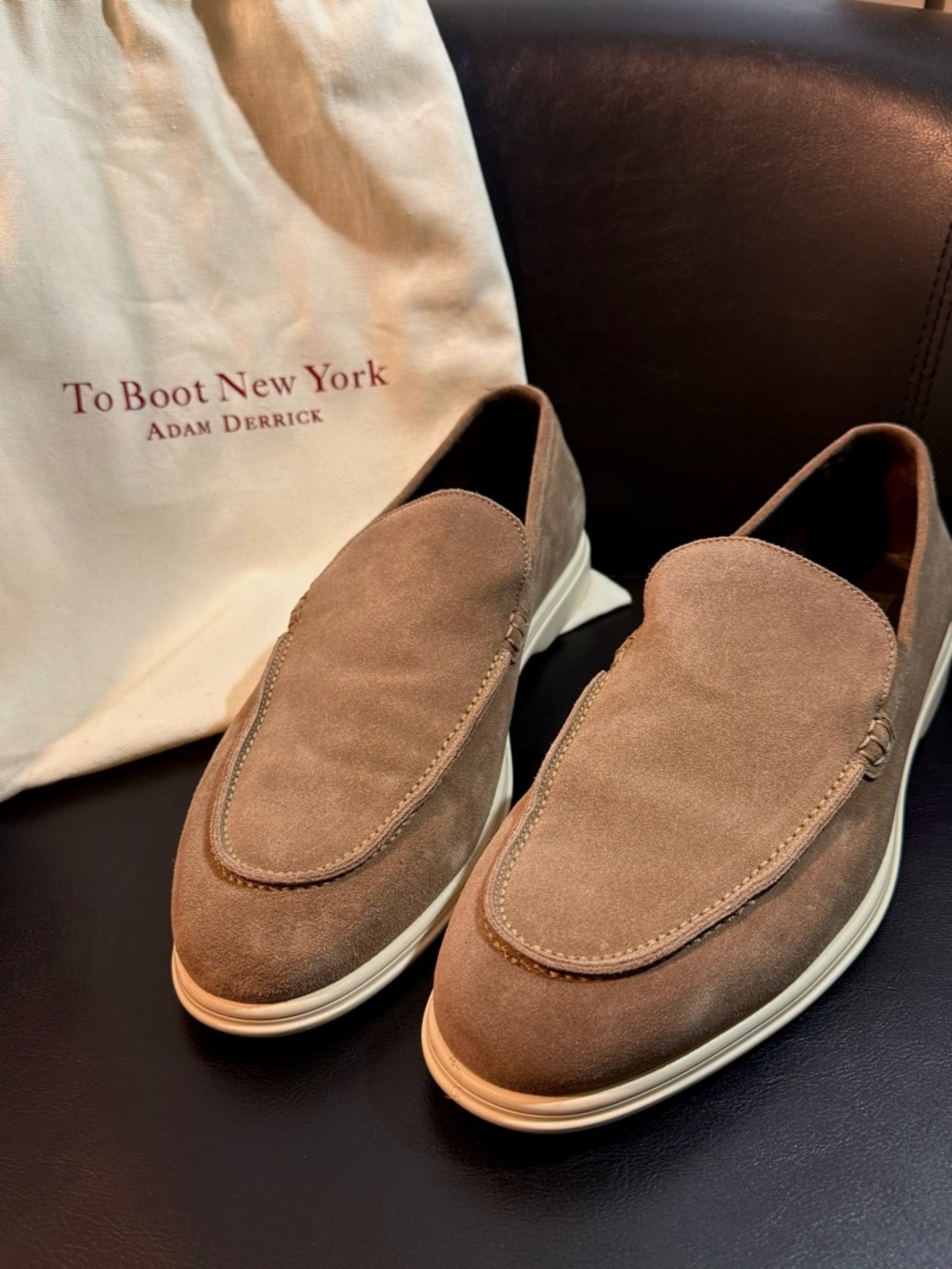 To Boot Adam Derrick Taupe Suede Slip-On Loafers